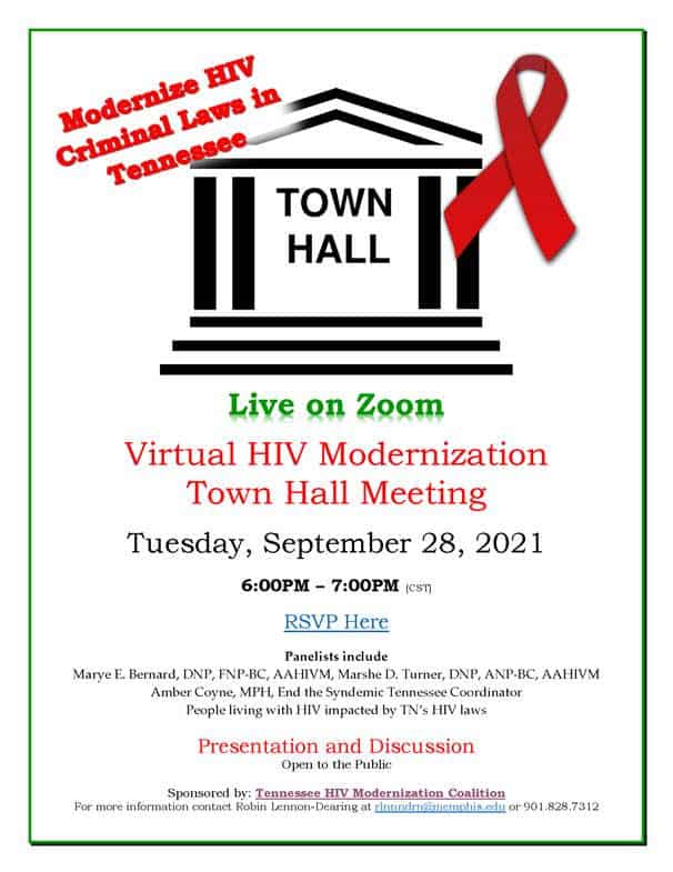 HIV Modernization Town Hall Meeting Set for Sept. 28 1